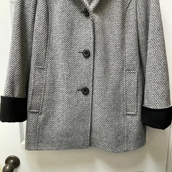 Vintage Preston & York Women's Size Large Plaid‎ Wool Blend Tweed Coat - Picture 4 of 16